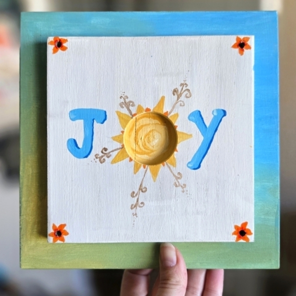 Hand painted reversible square board multi use Home Decor Wall Art - Picture 2 of 5